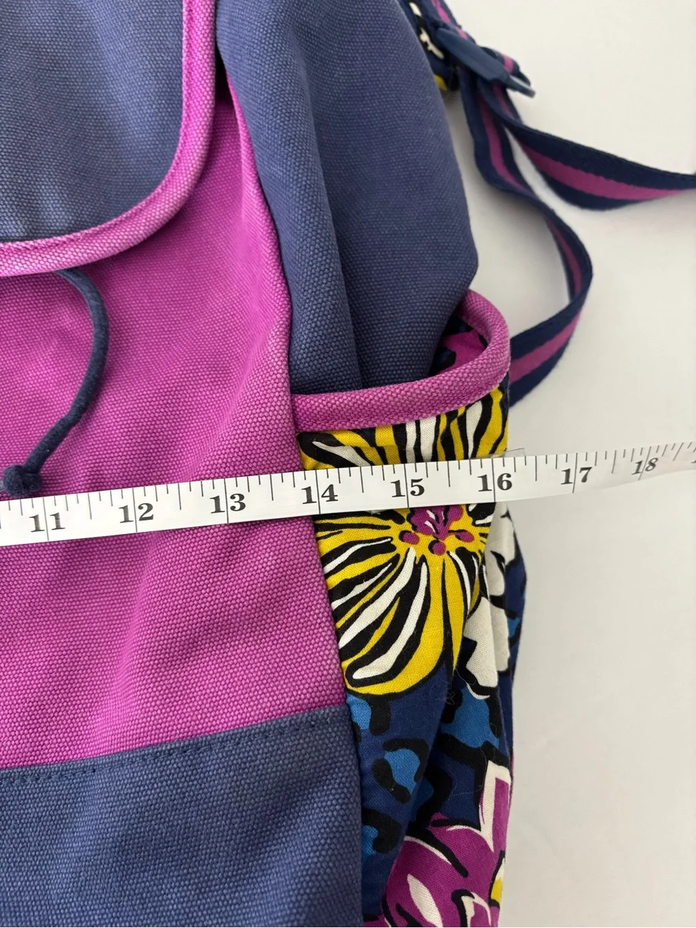 Vera Bradley Navy Blue & Pink Canvas Backpack